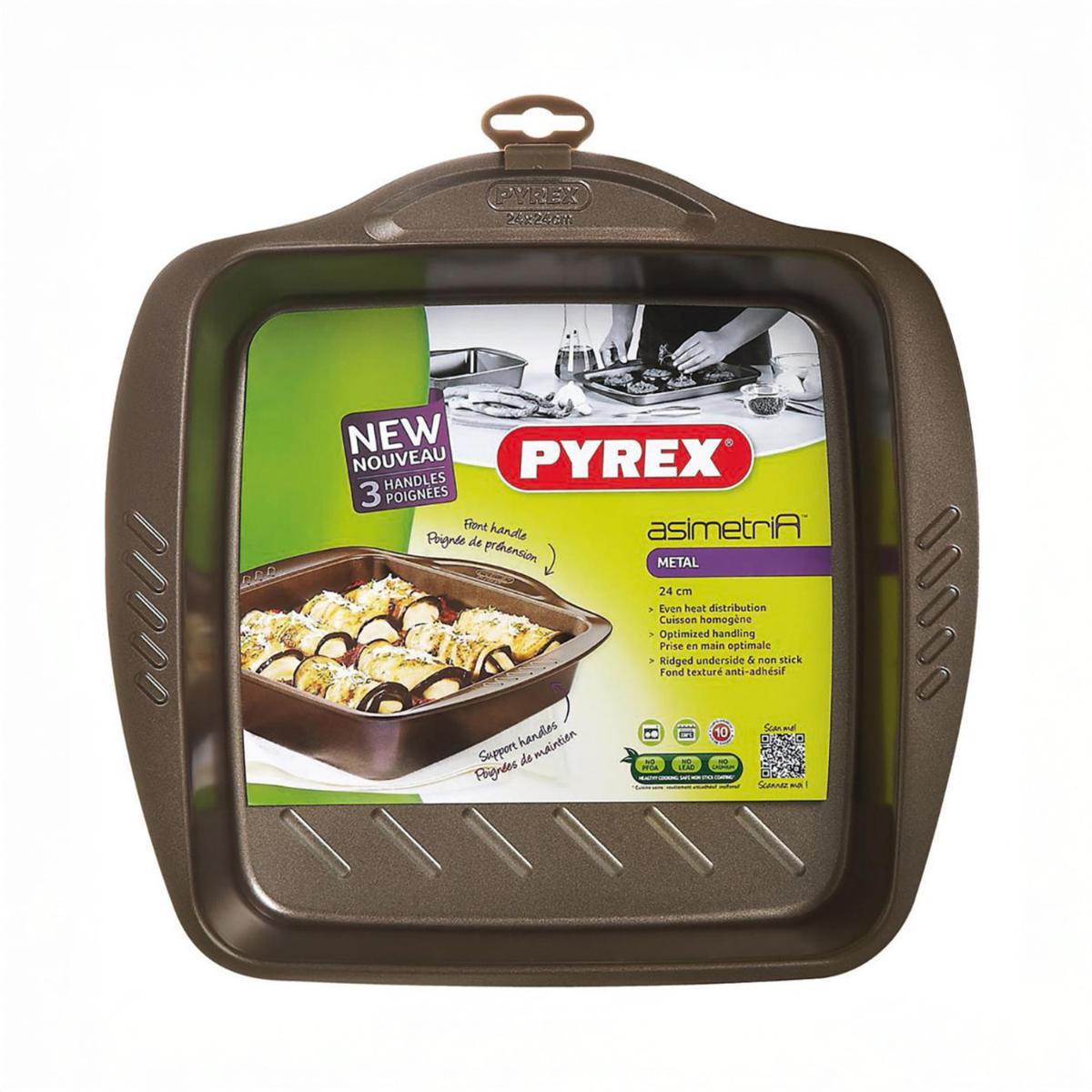 Fuente cuadrada metal 24x24cm Asimetría Pyrex®