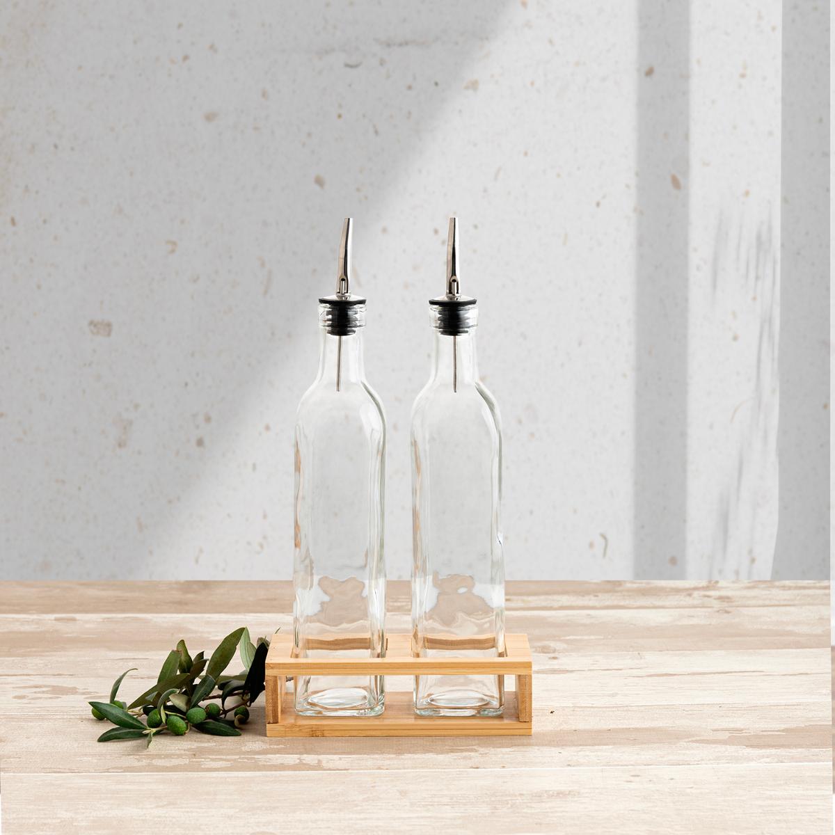 Set Aceitera y Vinagrera - vidrio transparente - decoración cocina
