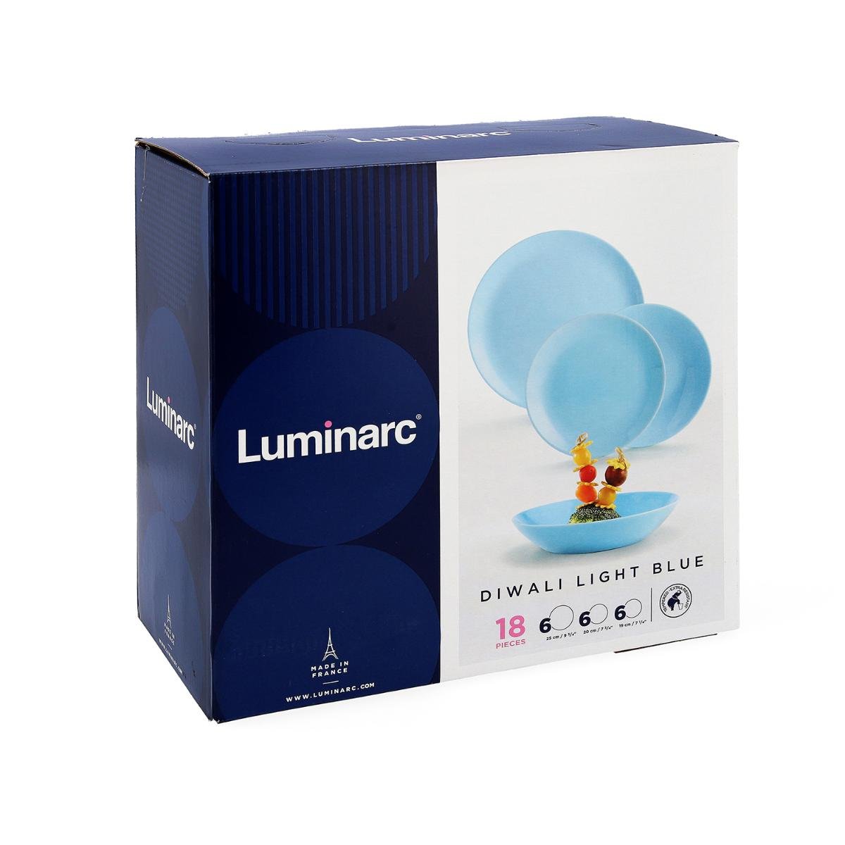 Vajilla 18 Pzas Diwali Light Blue Cristal Templado Luminarc